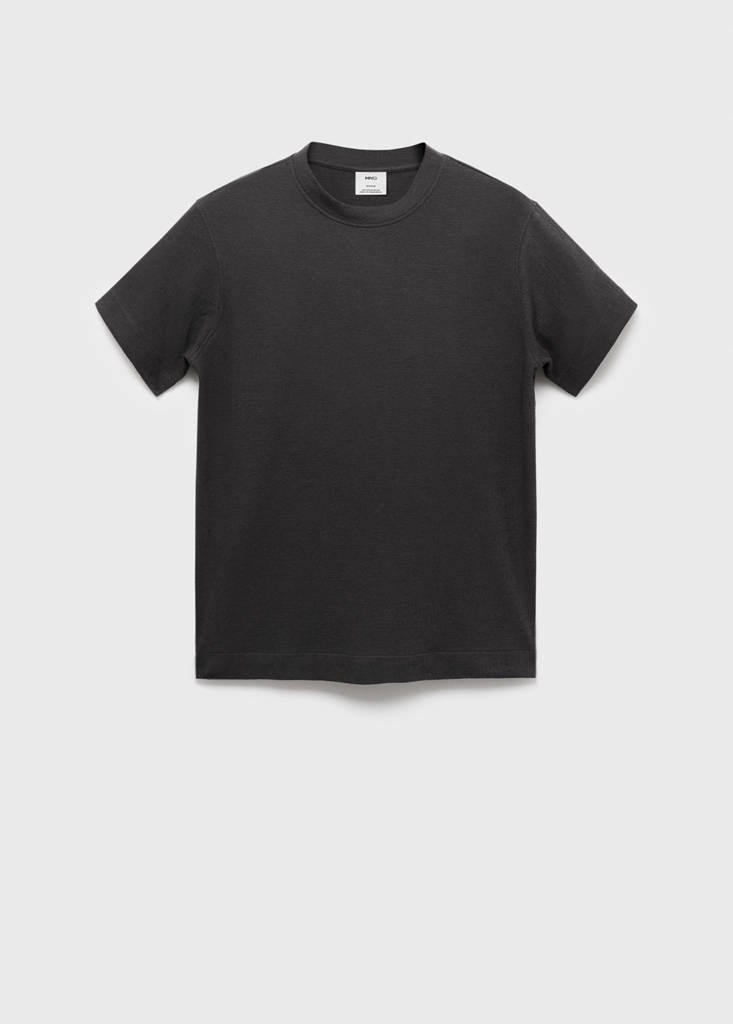 Textured cotton T-shirt — Charcoal