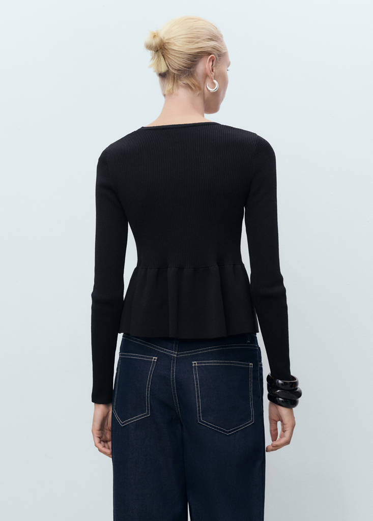 Knitted cardigan with ties — Black