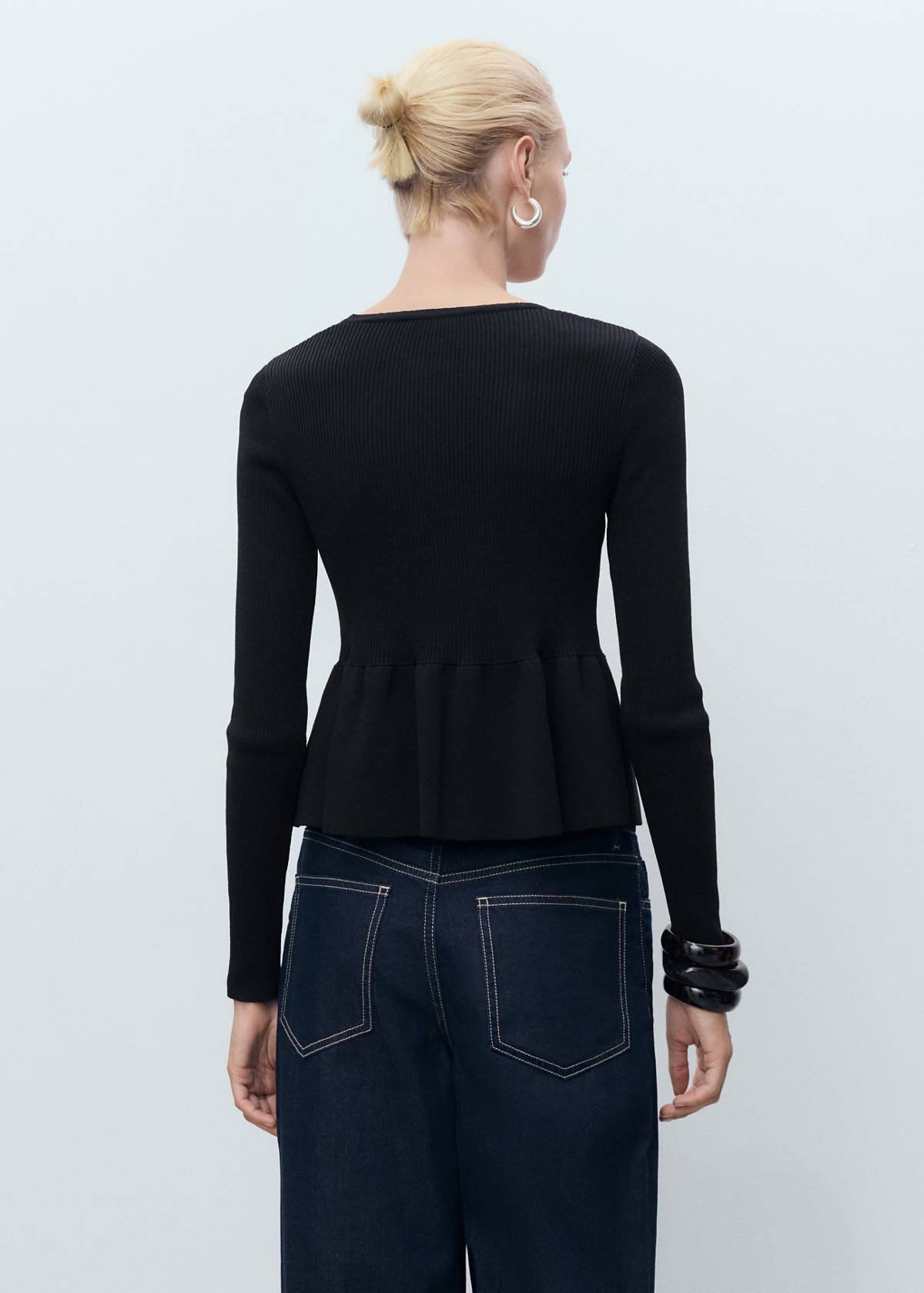 Knitted cardigan with ties — Black