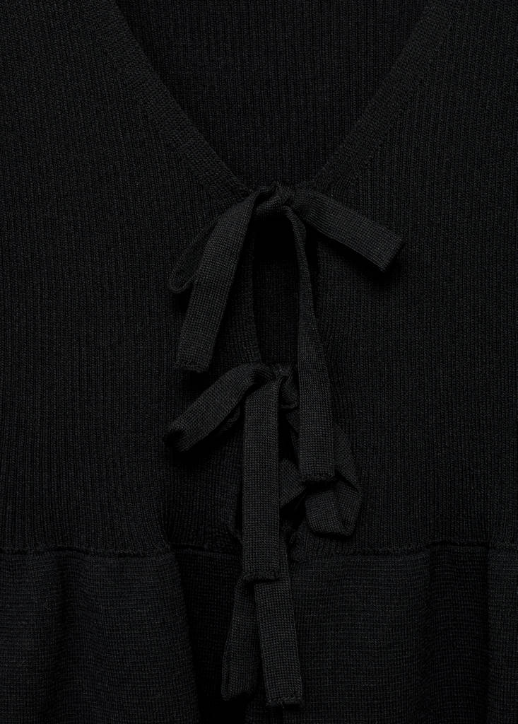 Knitted cardigan with ties — Black