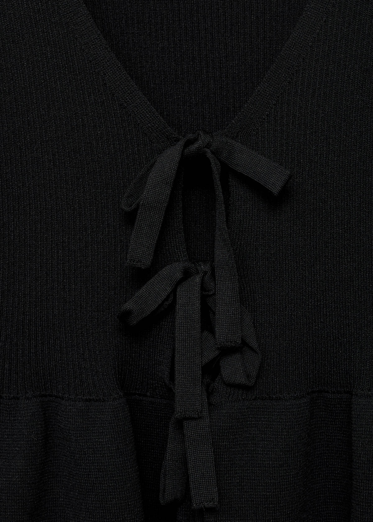 Knitted cardigan with ties — Black