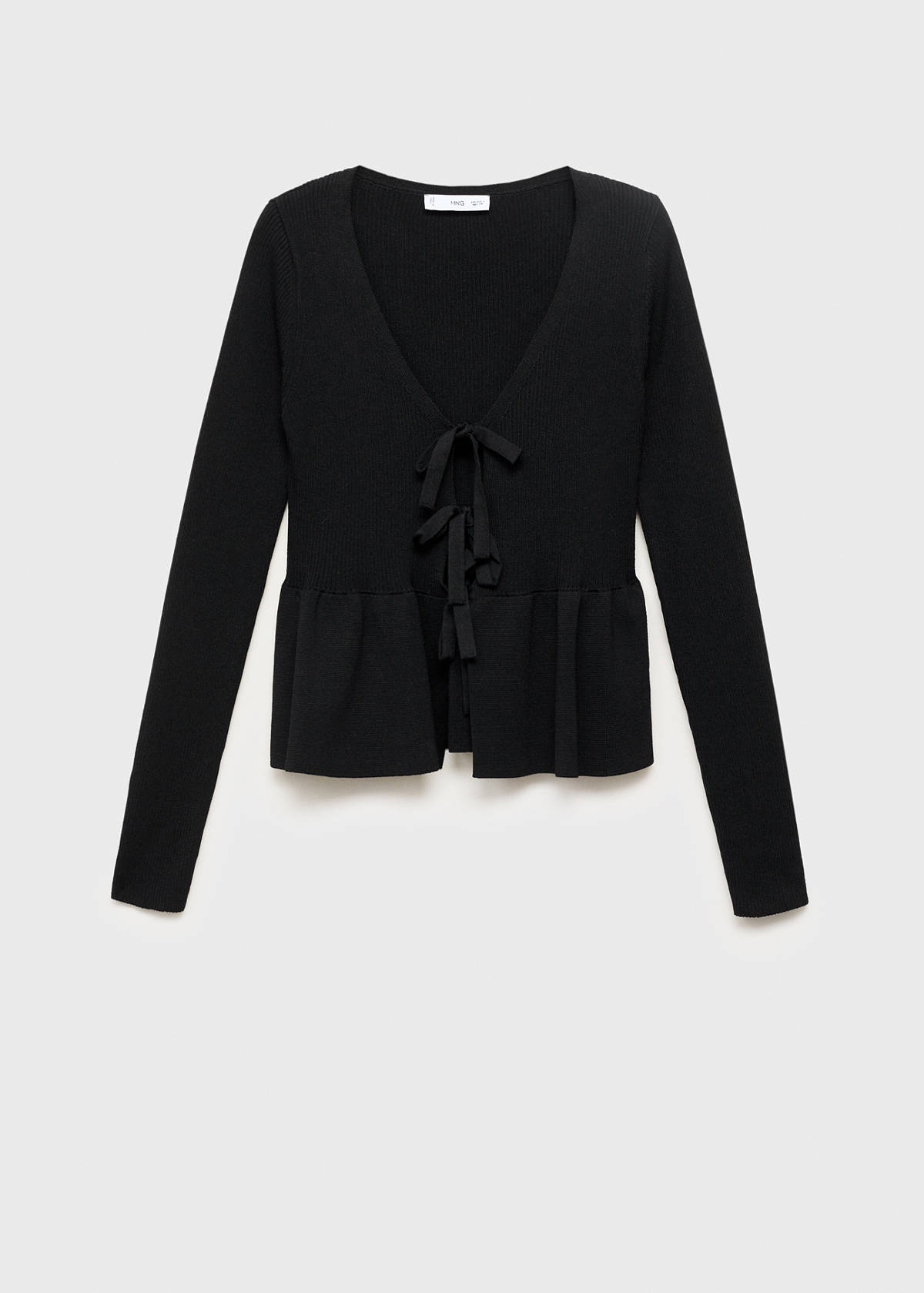 Knitted cardigan with ties — Black