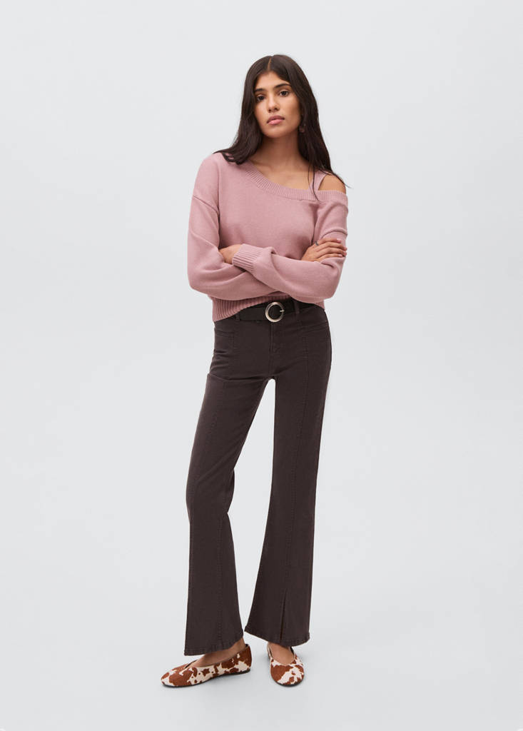 MANGO TEEN - Pull en maille à découpe rose pâle - M - Fille Teen