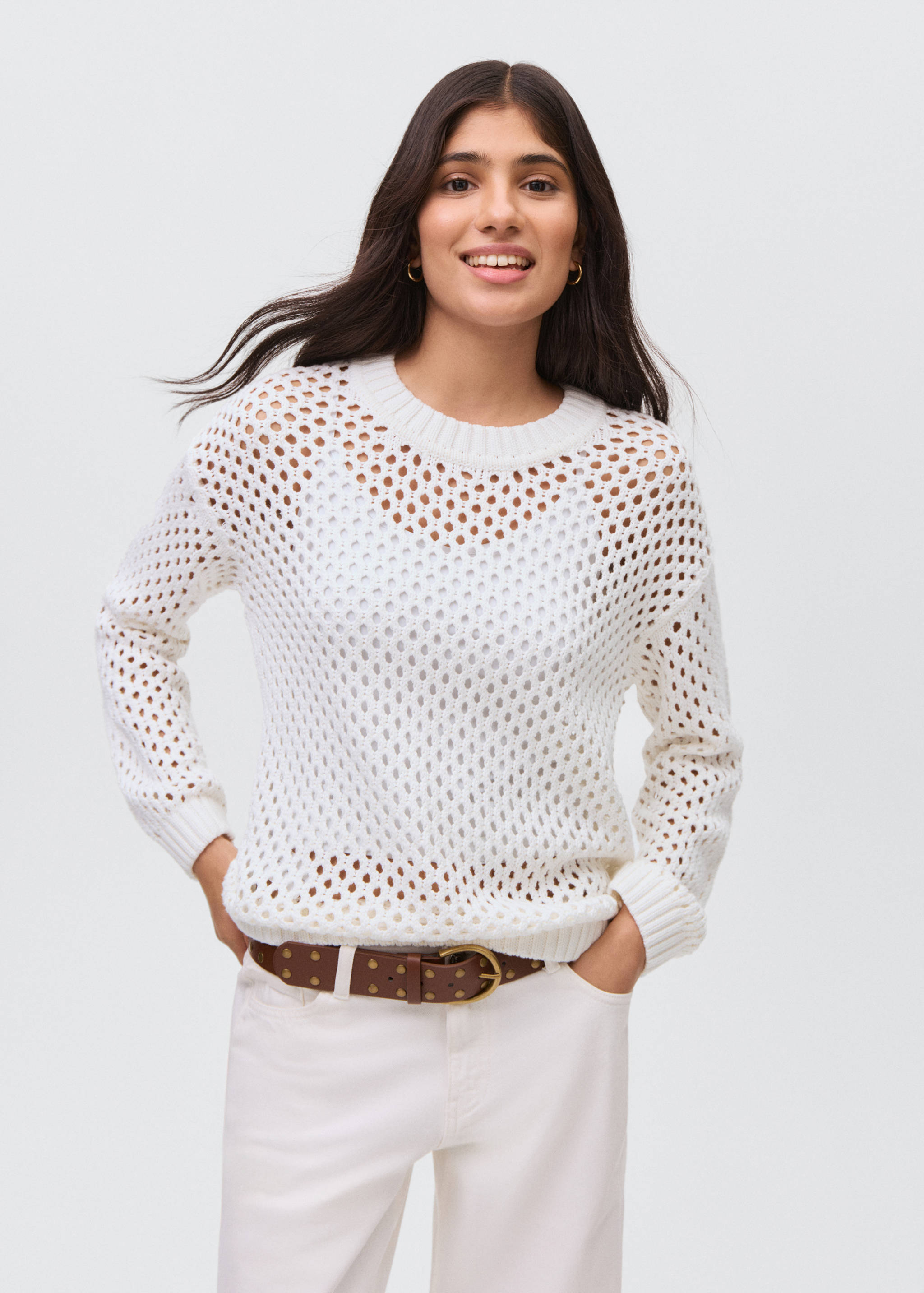 Knit sweater with lace pattern - Medium plane