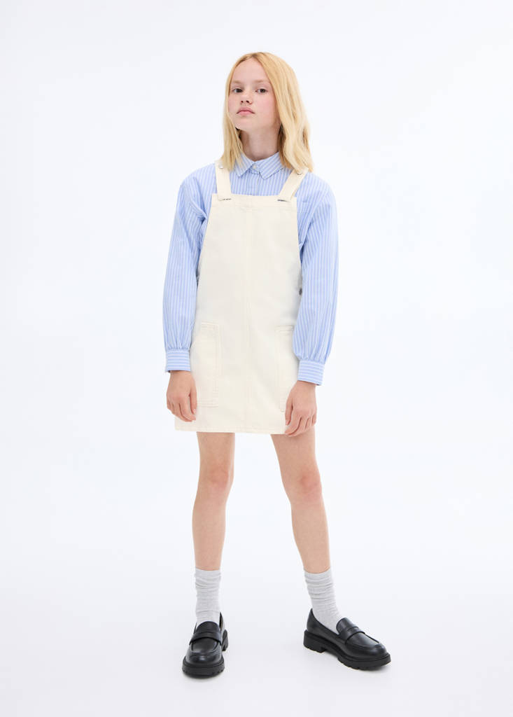 MANGO KIDS - Robe chasuble courte en jean écru - 11-12 ans - Fille