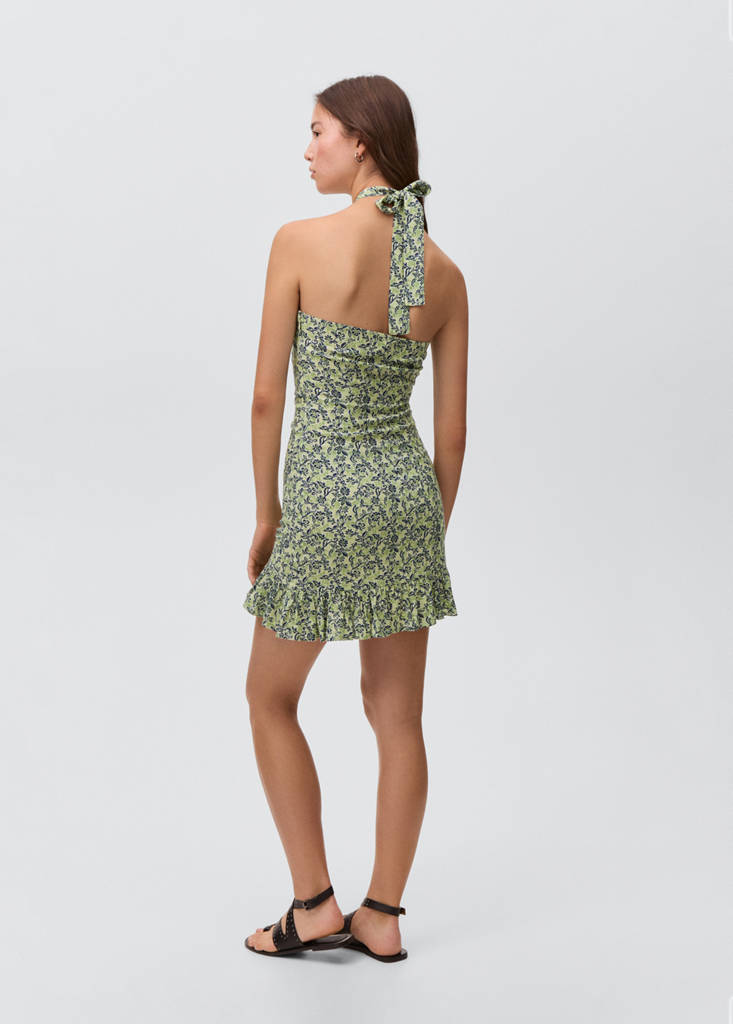 Floral-print halter dress — Pastel Green