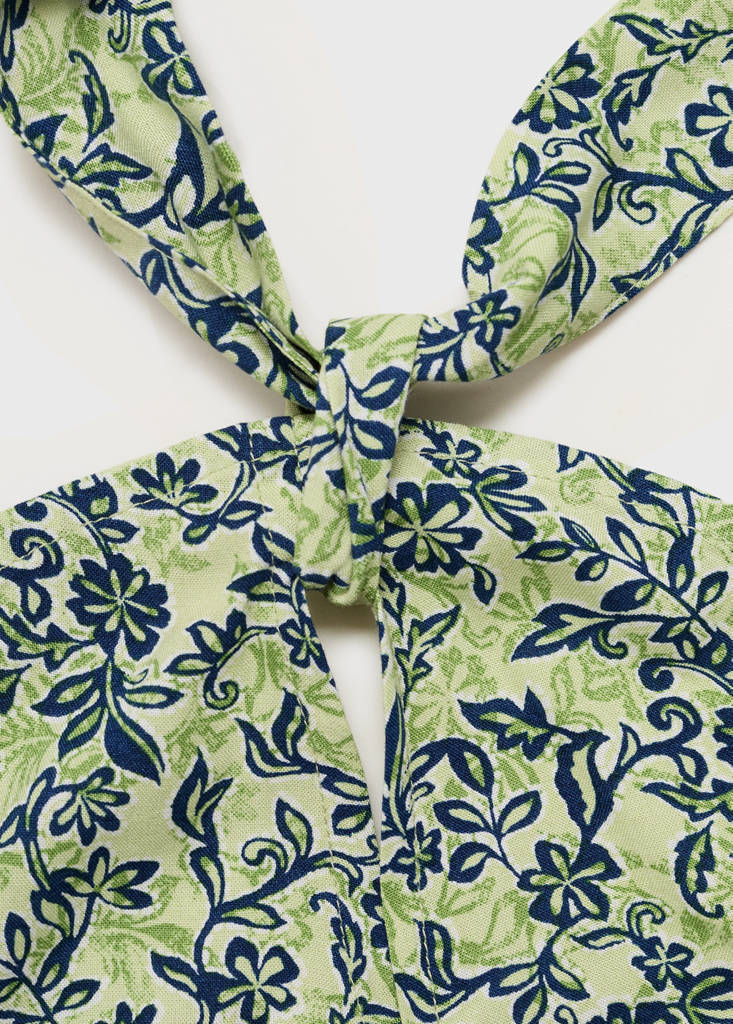 Floral-print halter dress — Pastel Green