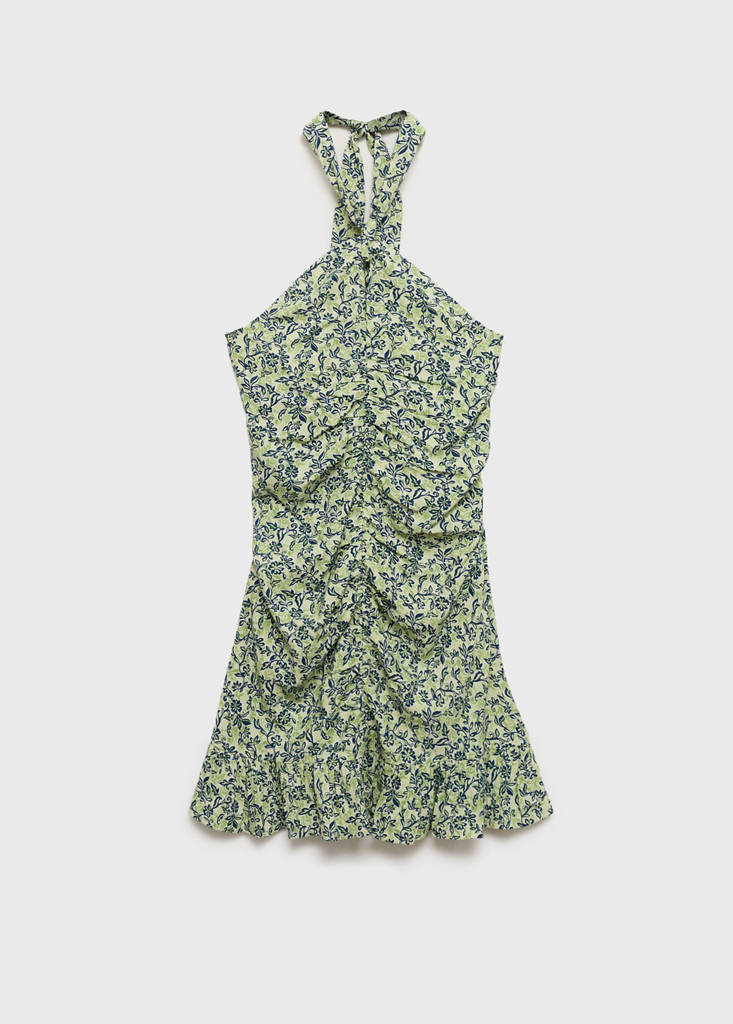Floral-print halter dress — Pastel Green