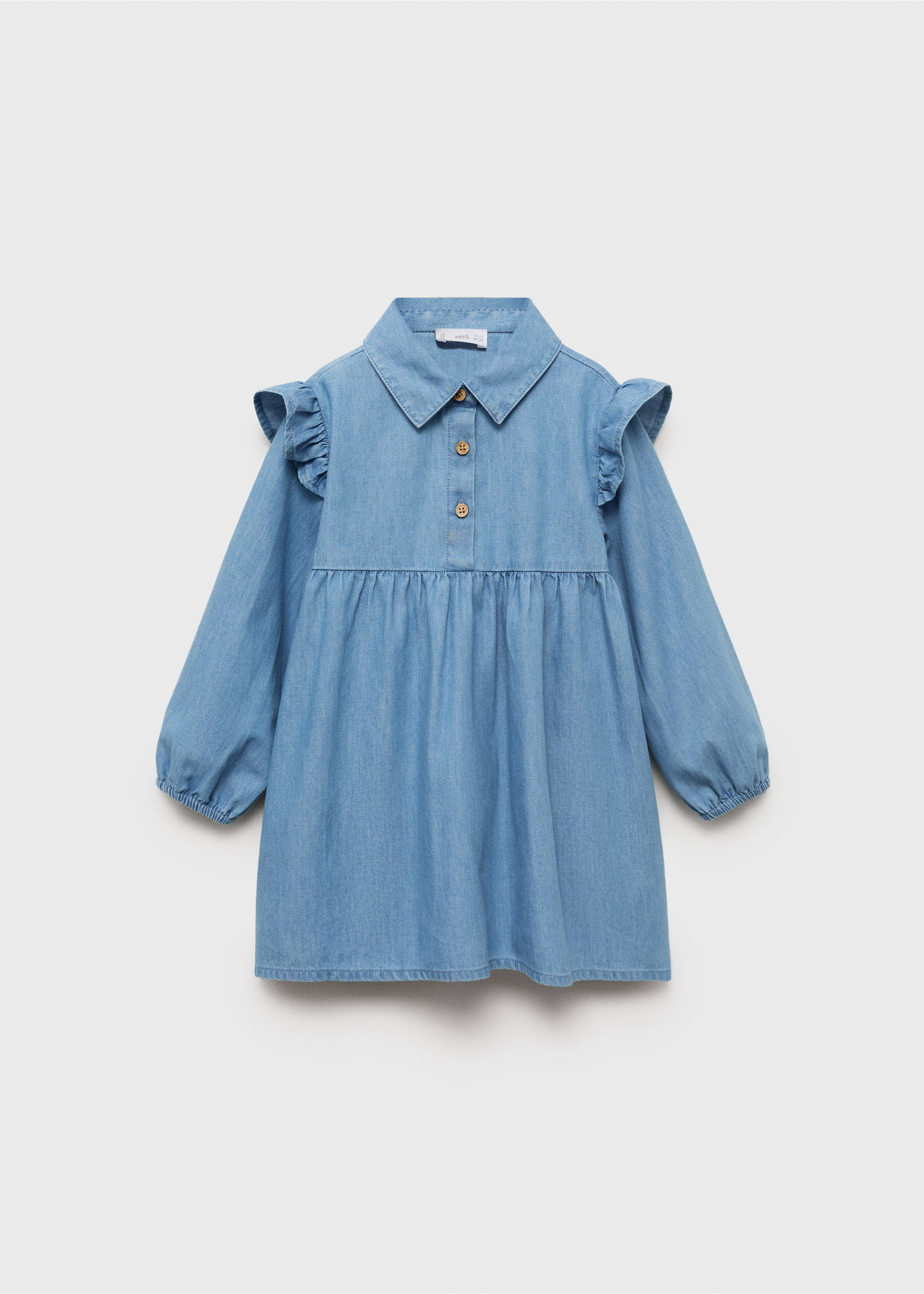 Ruffled denim dress - Article without model, Medium Blue. Ref: 17083284-00.