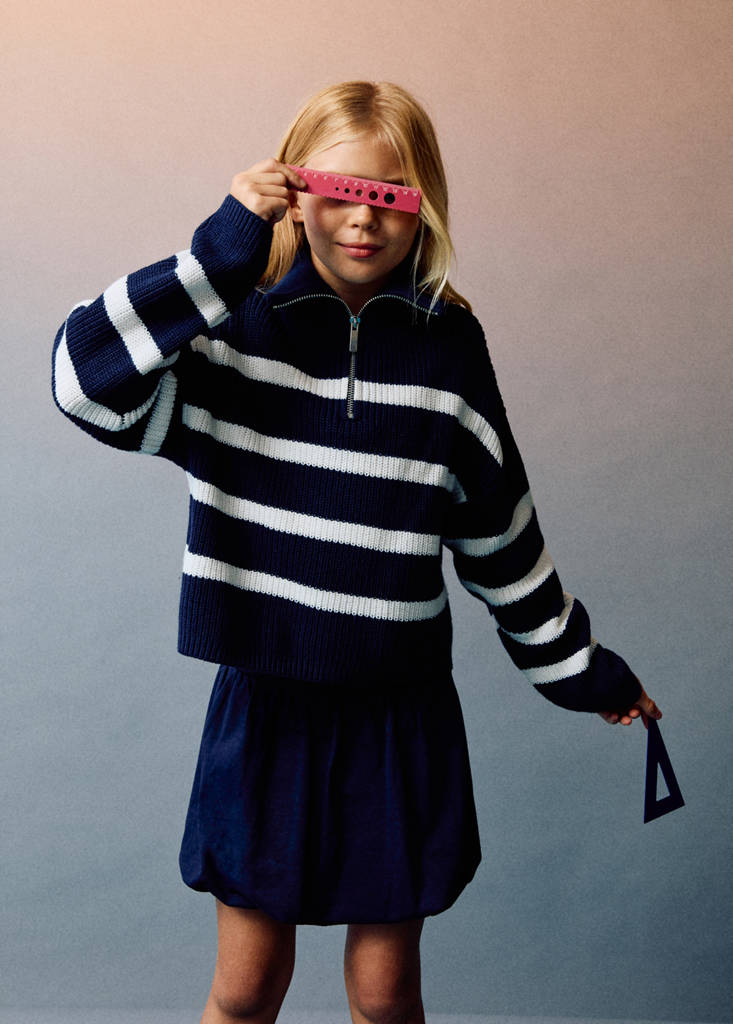 Puffed cotton skirt — Dark Navy