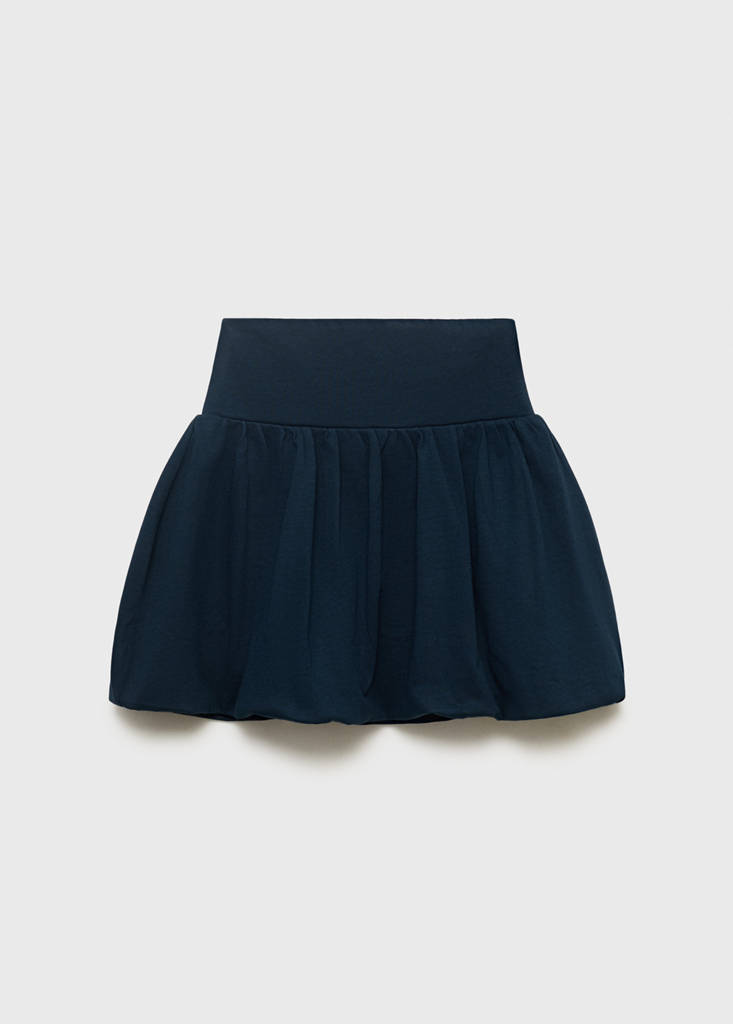 Puffed cotton skirt — Dark Navy