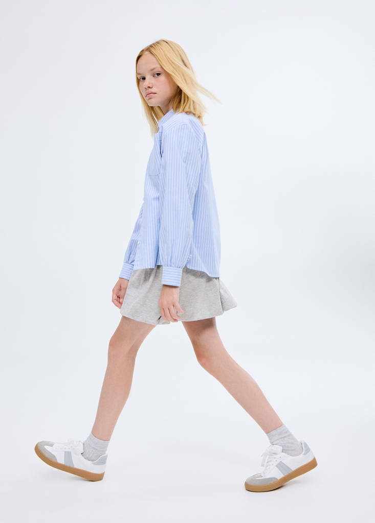Puffed cotton skirt — Light Heather Grey
