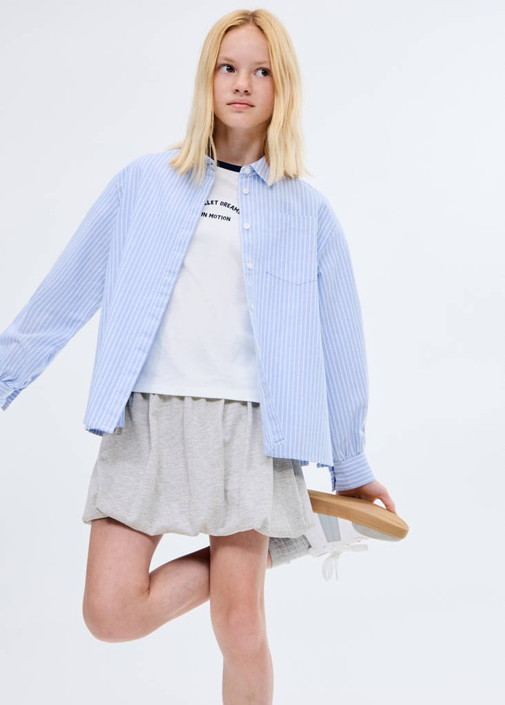 Puffed cotton skirt — Light Heather Grey
