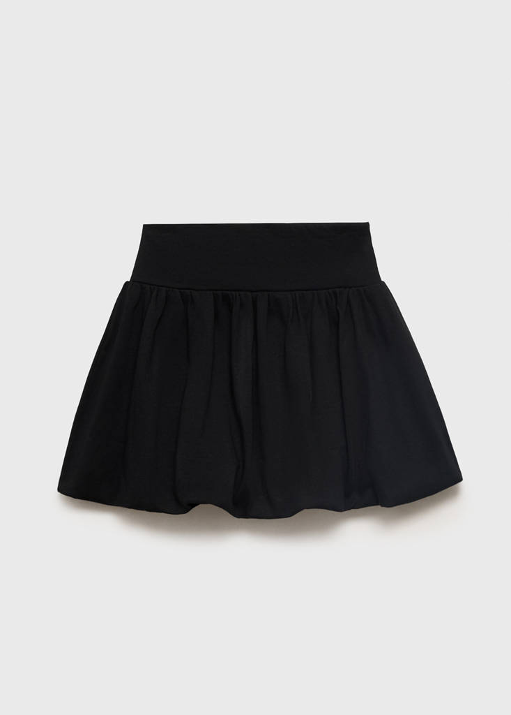 Puffed cotton skirt — Black