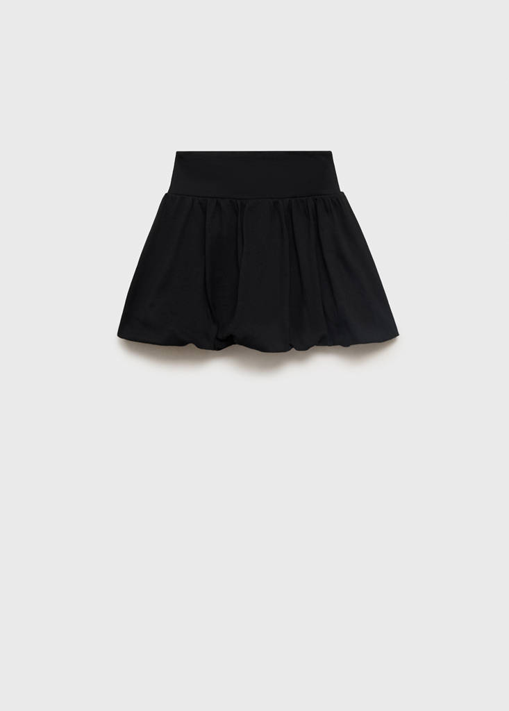 Puffed cotton skirt — Black