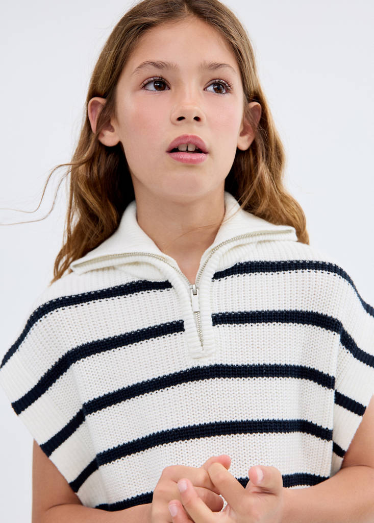 Perkins-neck knitted waistcoat — Off White