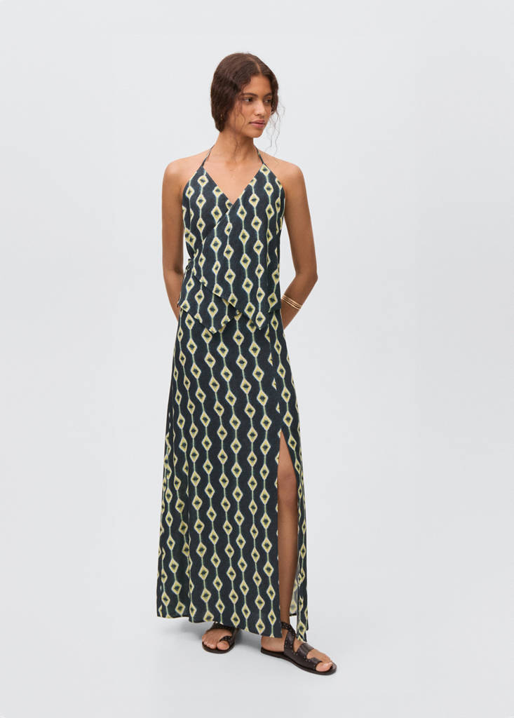 Printed long skirt — Blue
