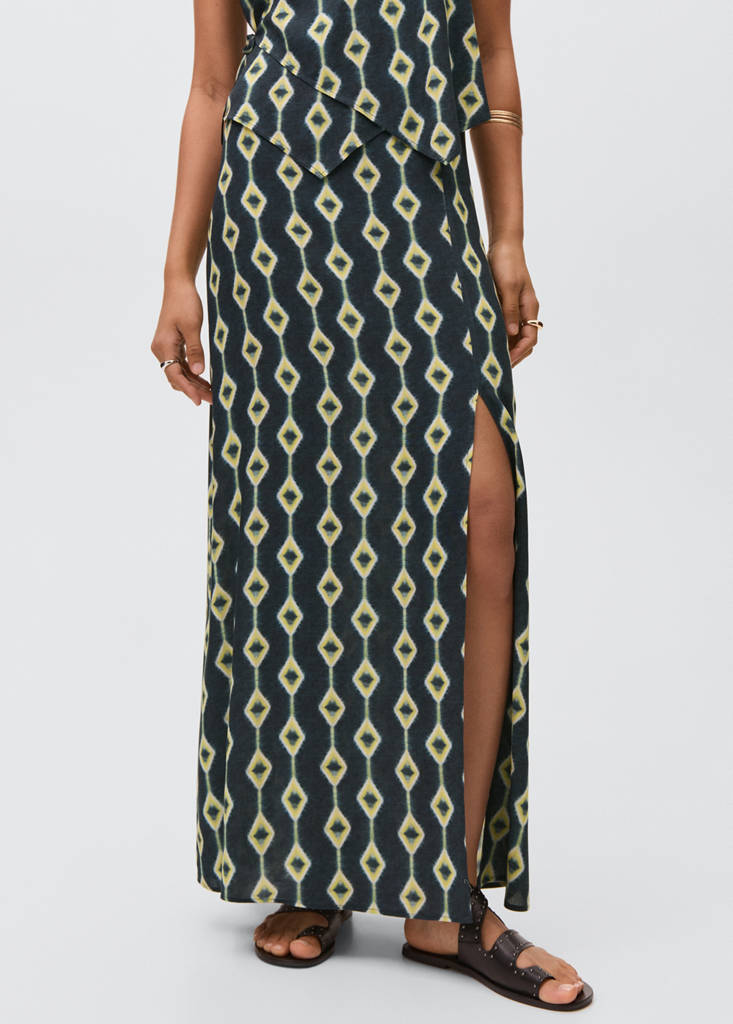 Printed long skirt — Blue