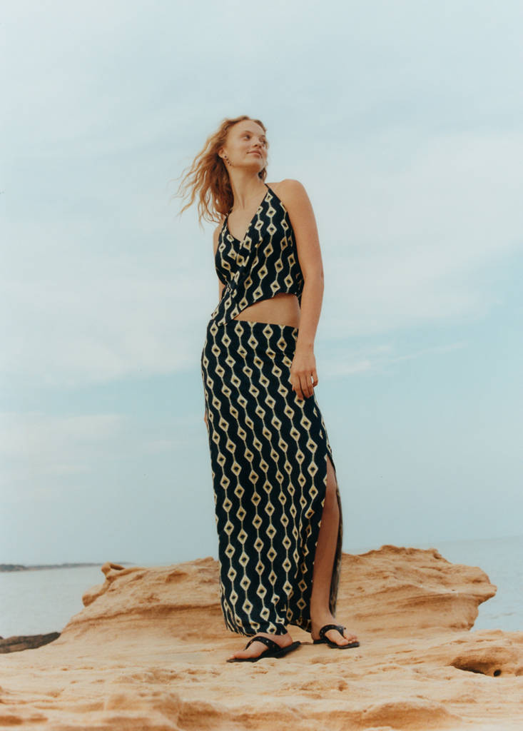 Printed long skirt — Blue