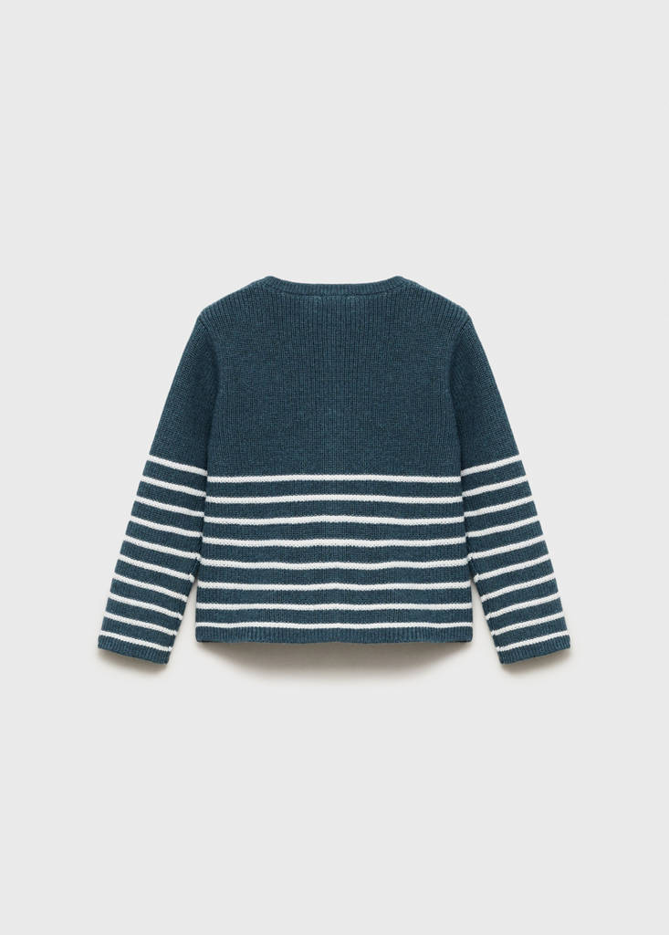 Stripped knit cardigan — Petrol Blue