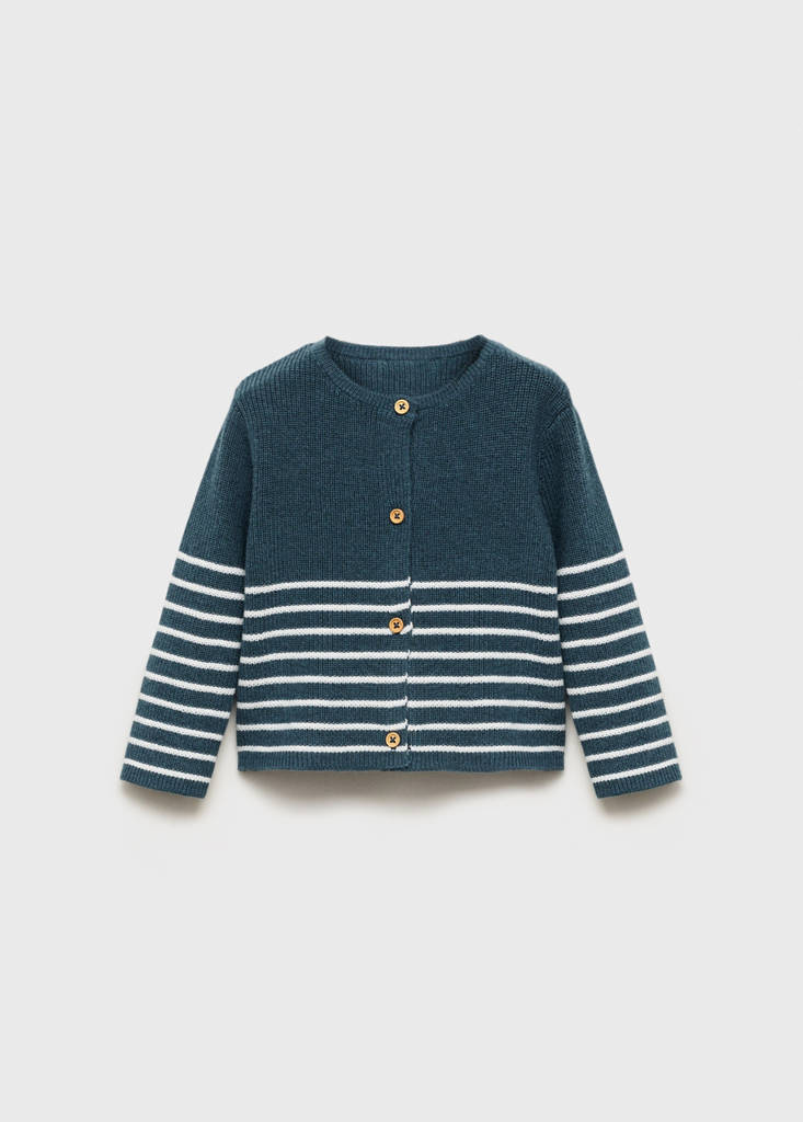 Stripped knit cardigan — Petrol Blue