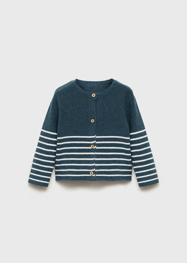 Stripped knit cardigan — Petrol Blue