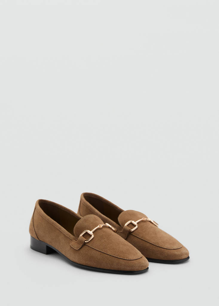 Suede moccasins with buckle — Medium Brown