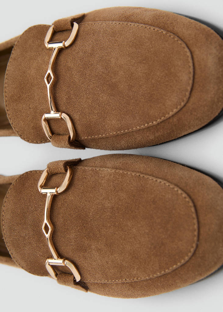 Suede moccasins with buckle — Medium Brown
