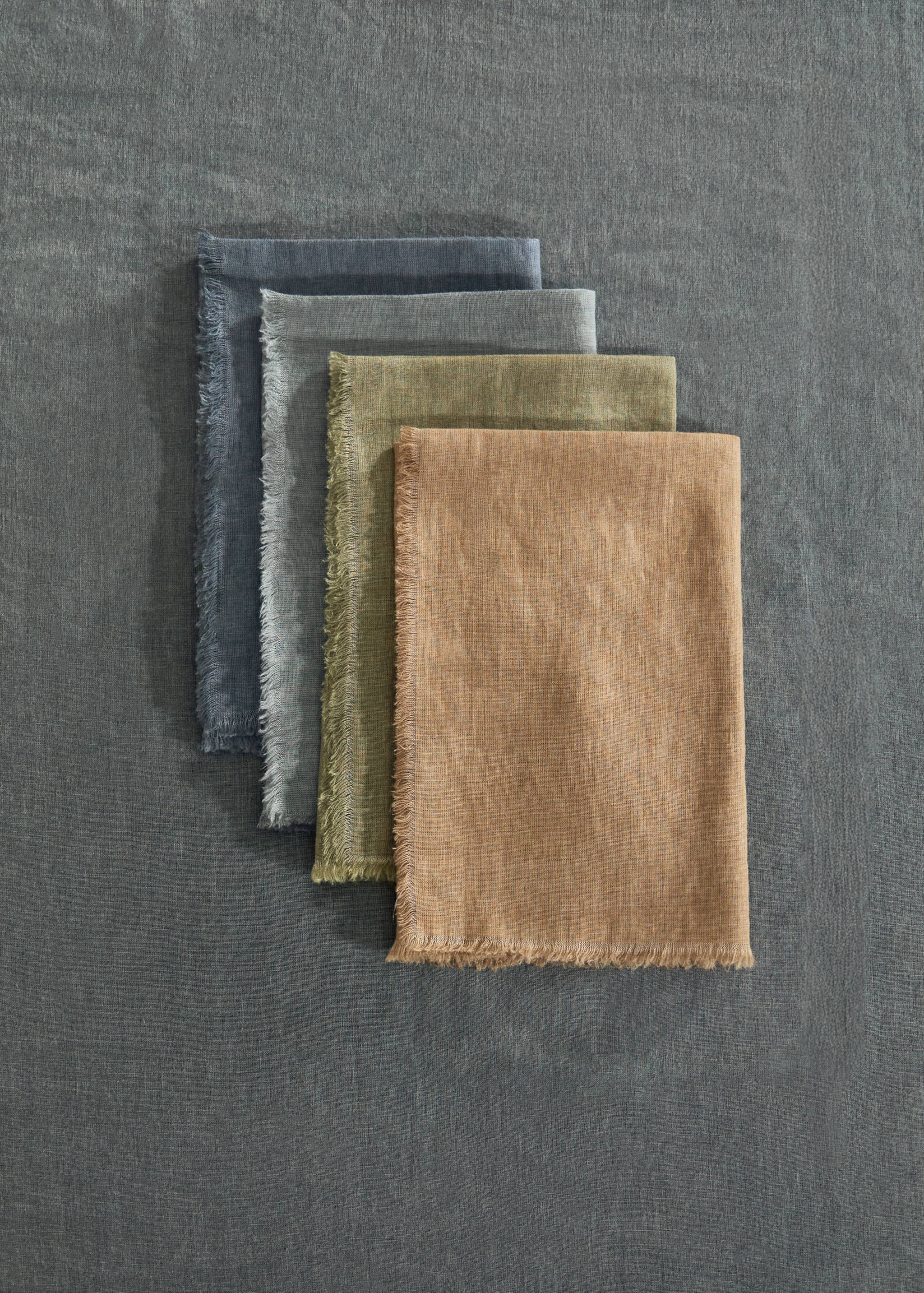 Leinenservietten mit ausgefranstem Rand - Allgemeine Ansicht