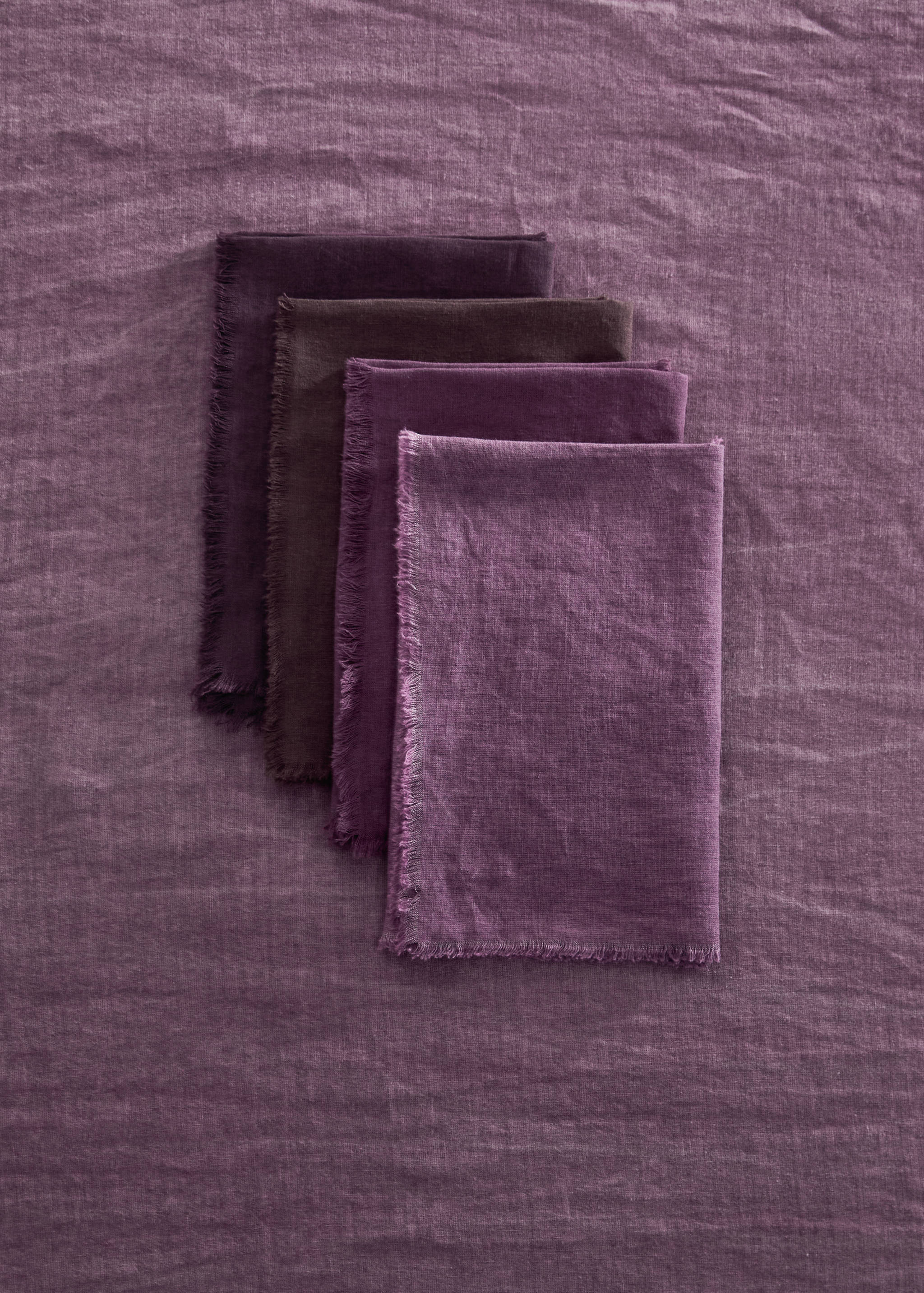 Leinenservietten mit ausgefranstem Rand - Allgemeine Ansicht