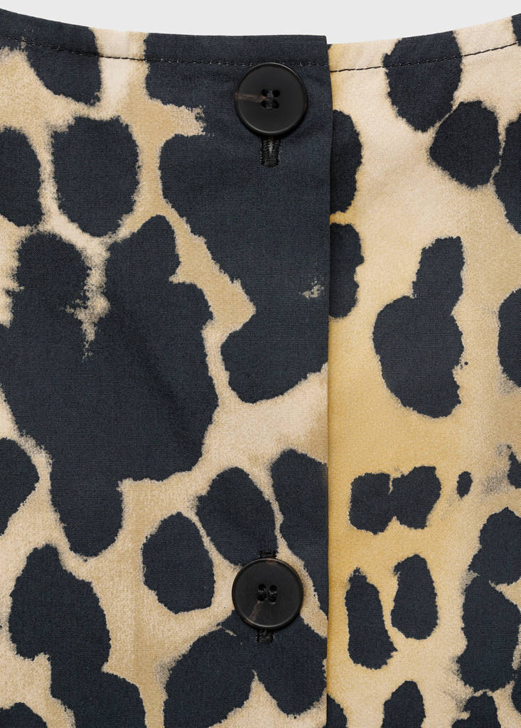 Leopard-print buttoned crop top — Black