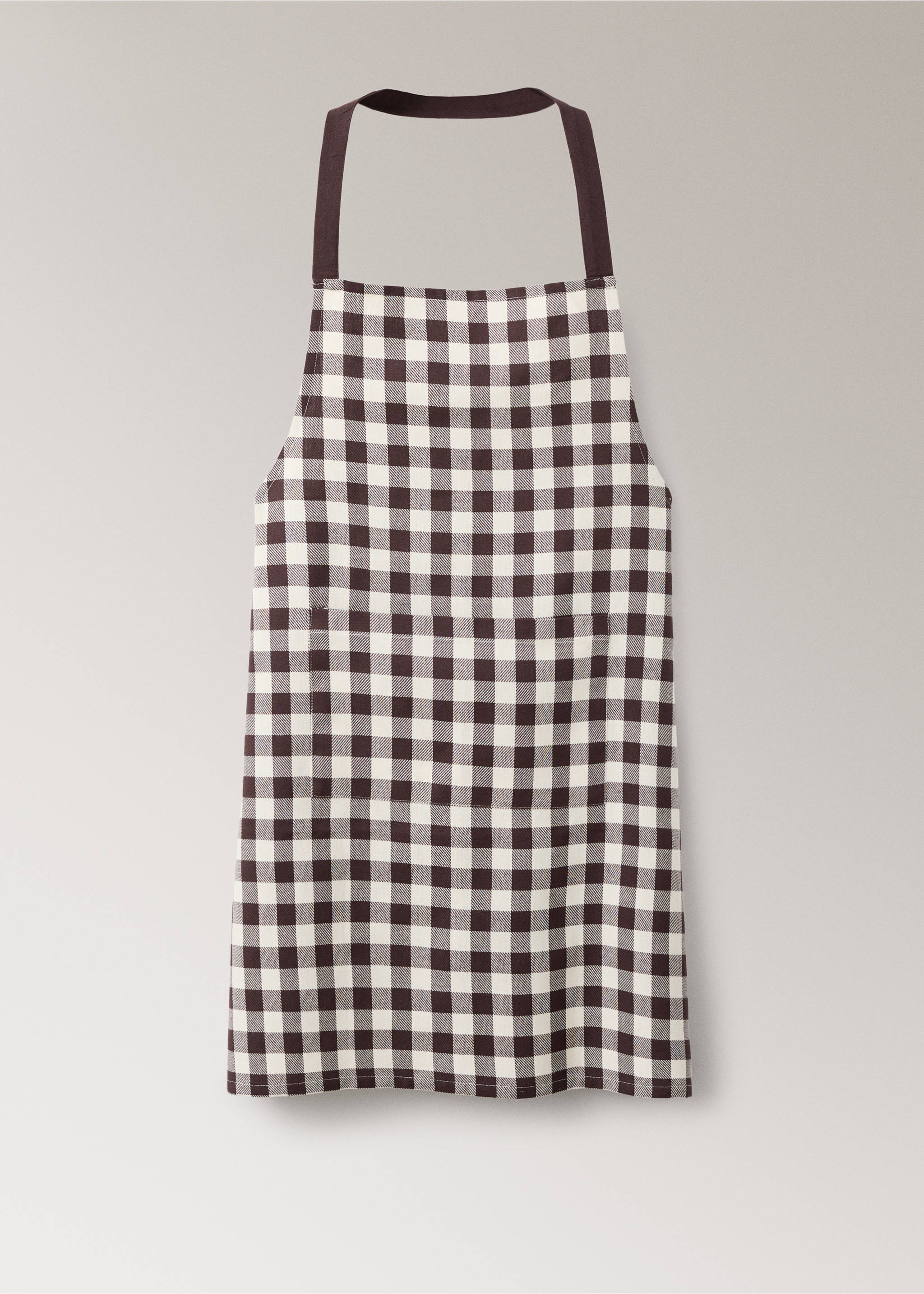Gingham check cotton apron - Article without model, Grey. Ref: 17083328-00.