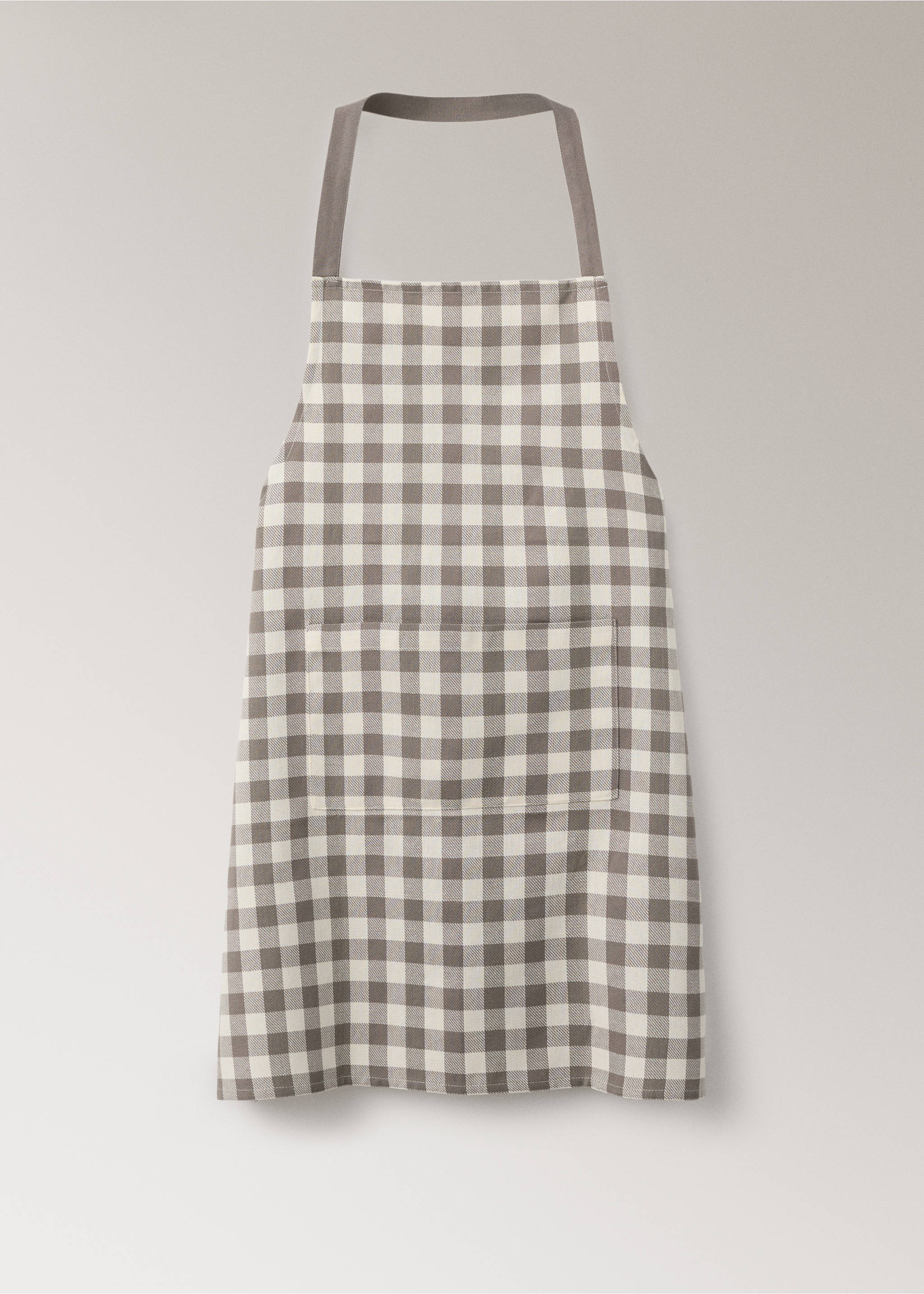 Gingham check cotton apron - Article without model, Light/Pastel Brown. Ref: 17083328-00.