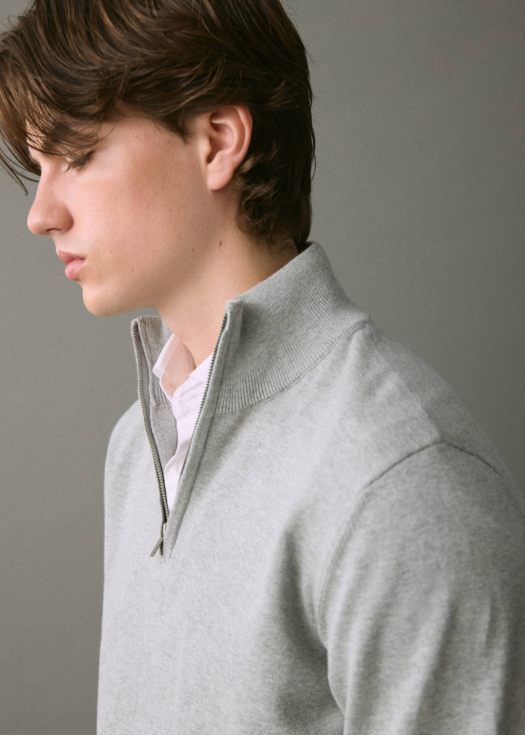Cotton sweater with perkins neck - Details of the article 1
