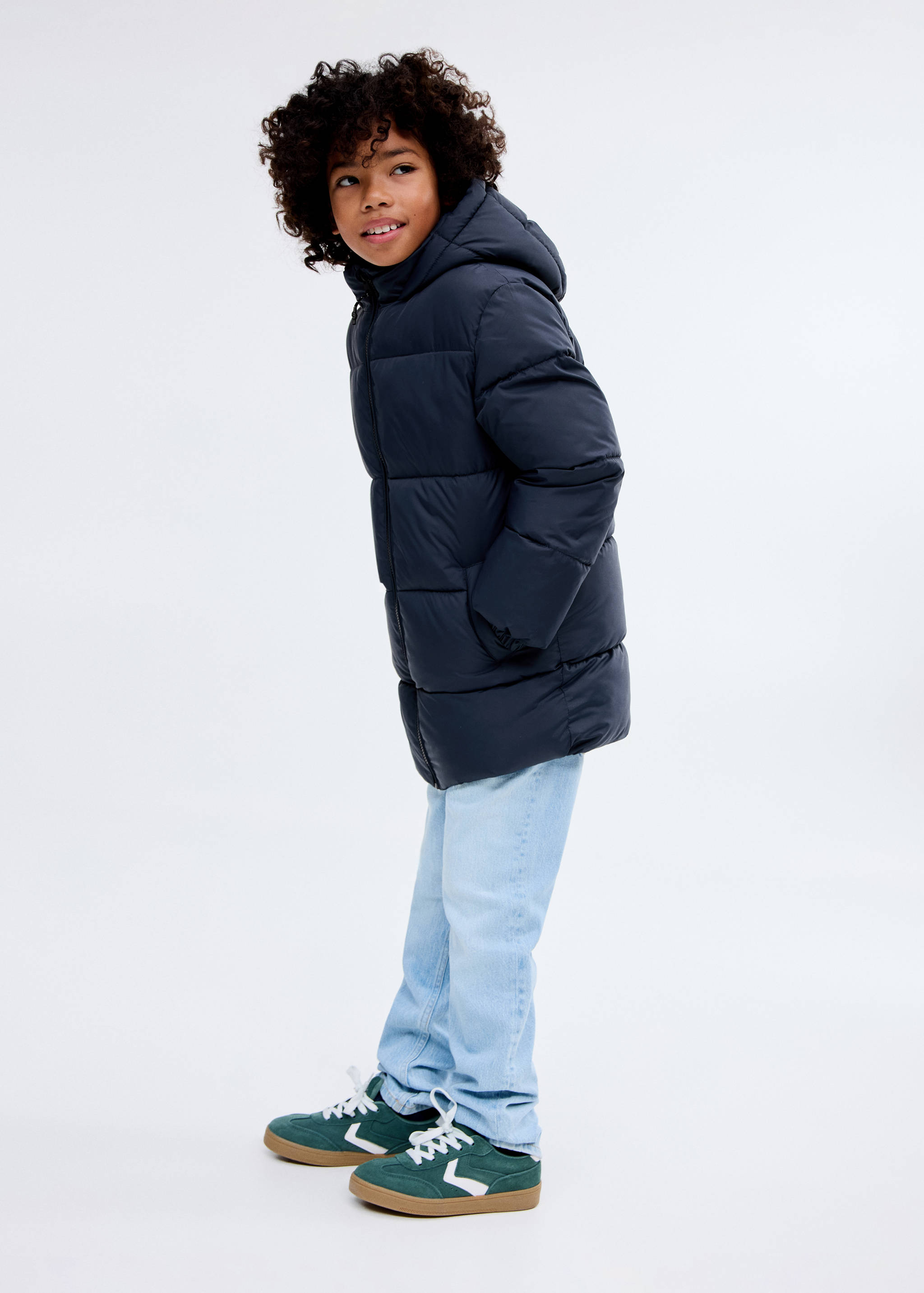 Langer Mantel mit gestepptem Futter - Allgemeine Ansicht