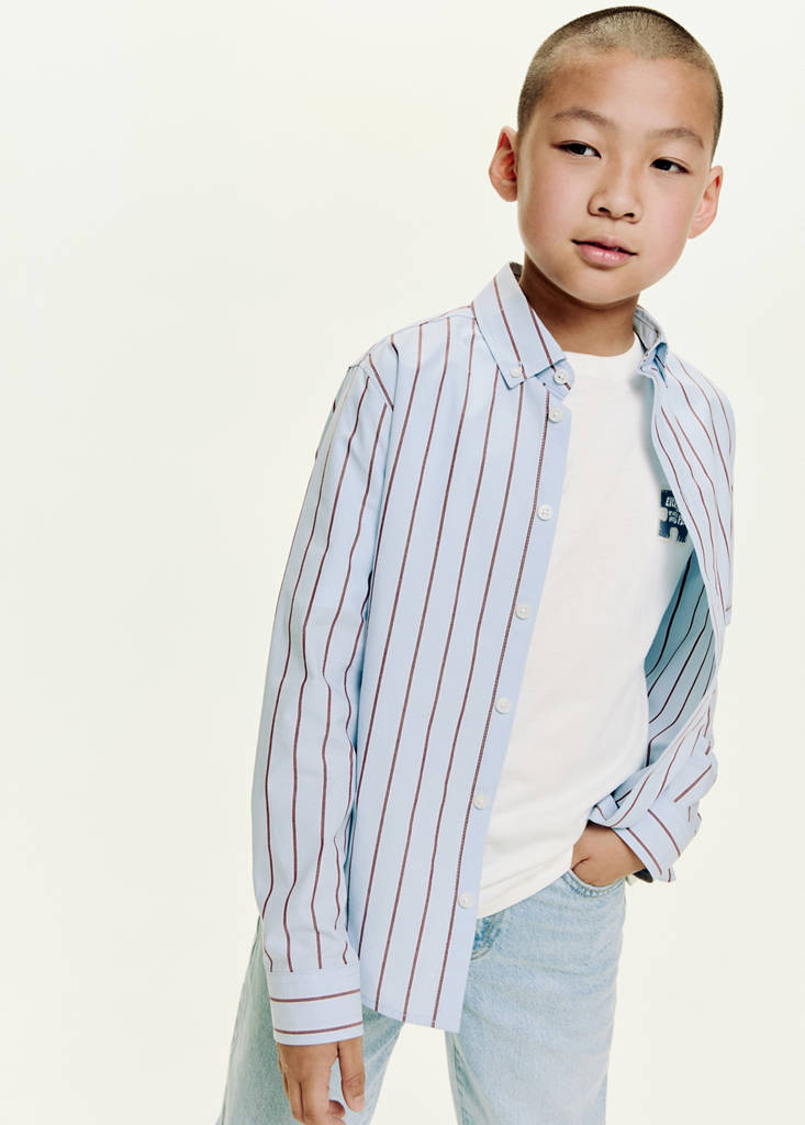Striped cotton shirt — Sky Blue