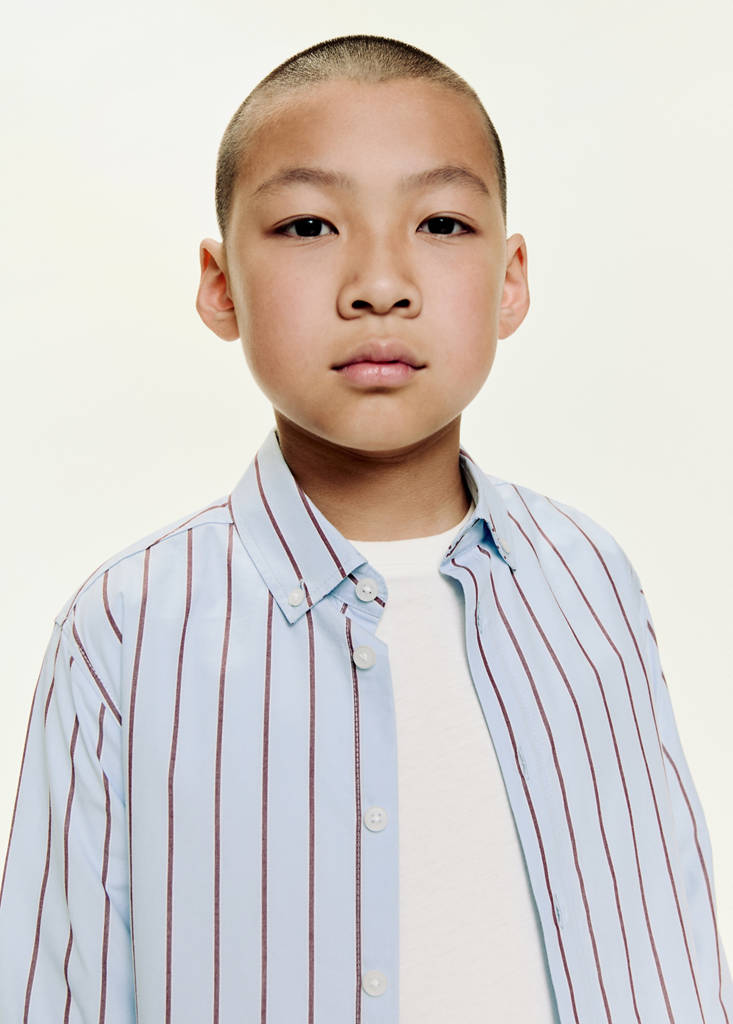 Striped cotton shirt — Sky Blue