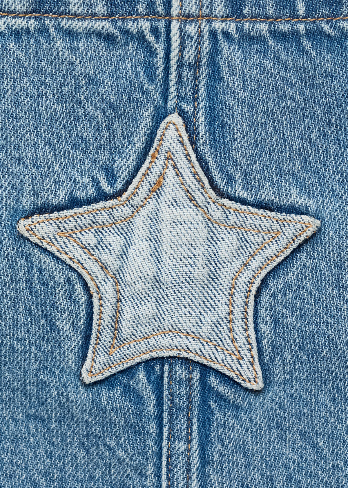 Denim pinafore with stars — Medium Blue