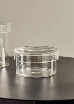 Medium borosilicate bathroom jar with lid — Ice Grey 1