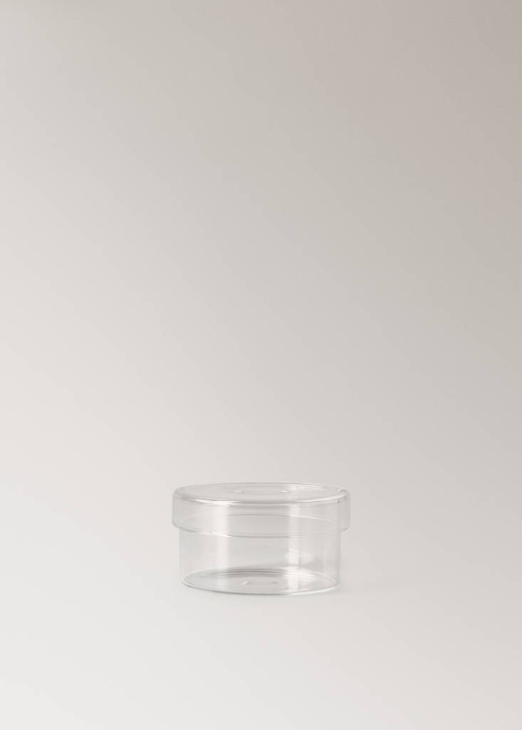 Medium borosilicate bathroom jar with lid — Ice Grey