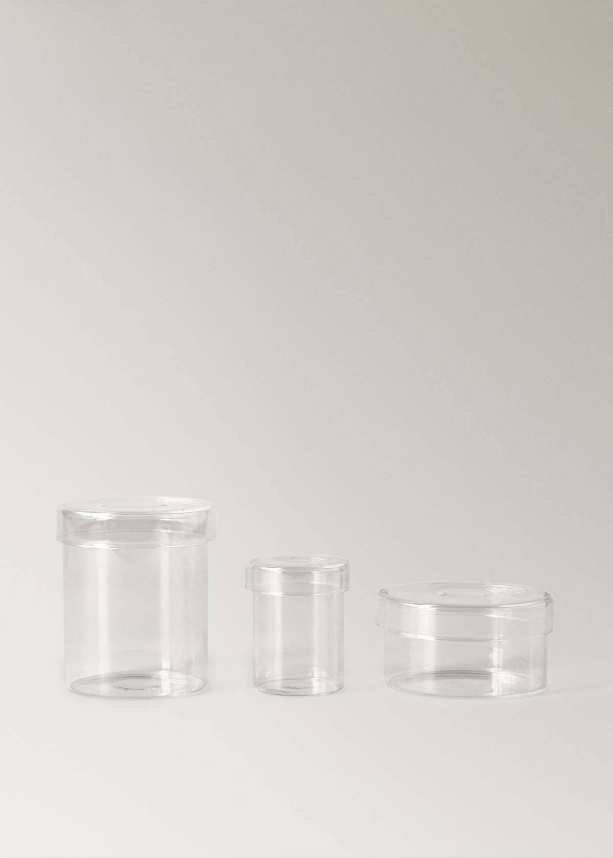 Medium borosilicate bathroom jar with lid — Ice Grey