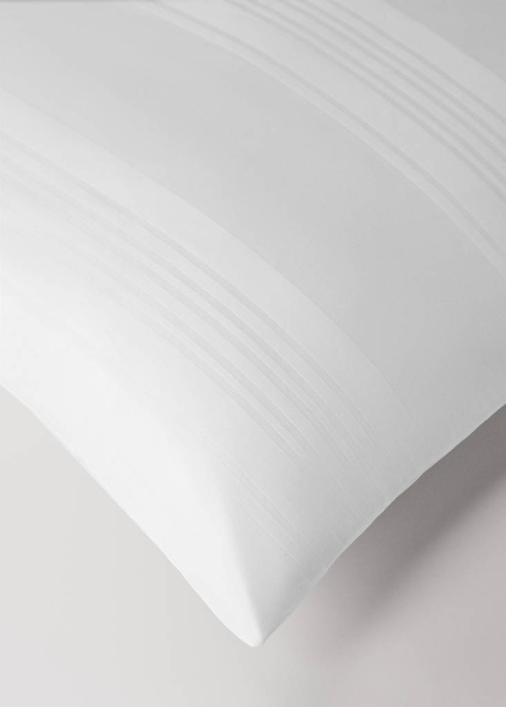 Sateen cotton 300 thread count striped duvet cover Superking bed — White