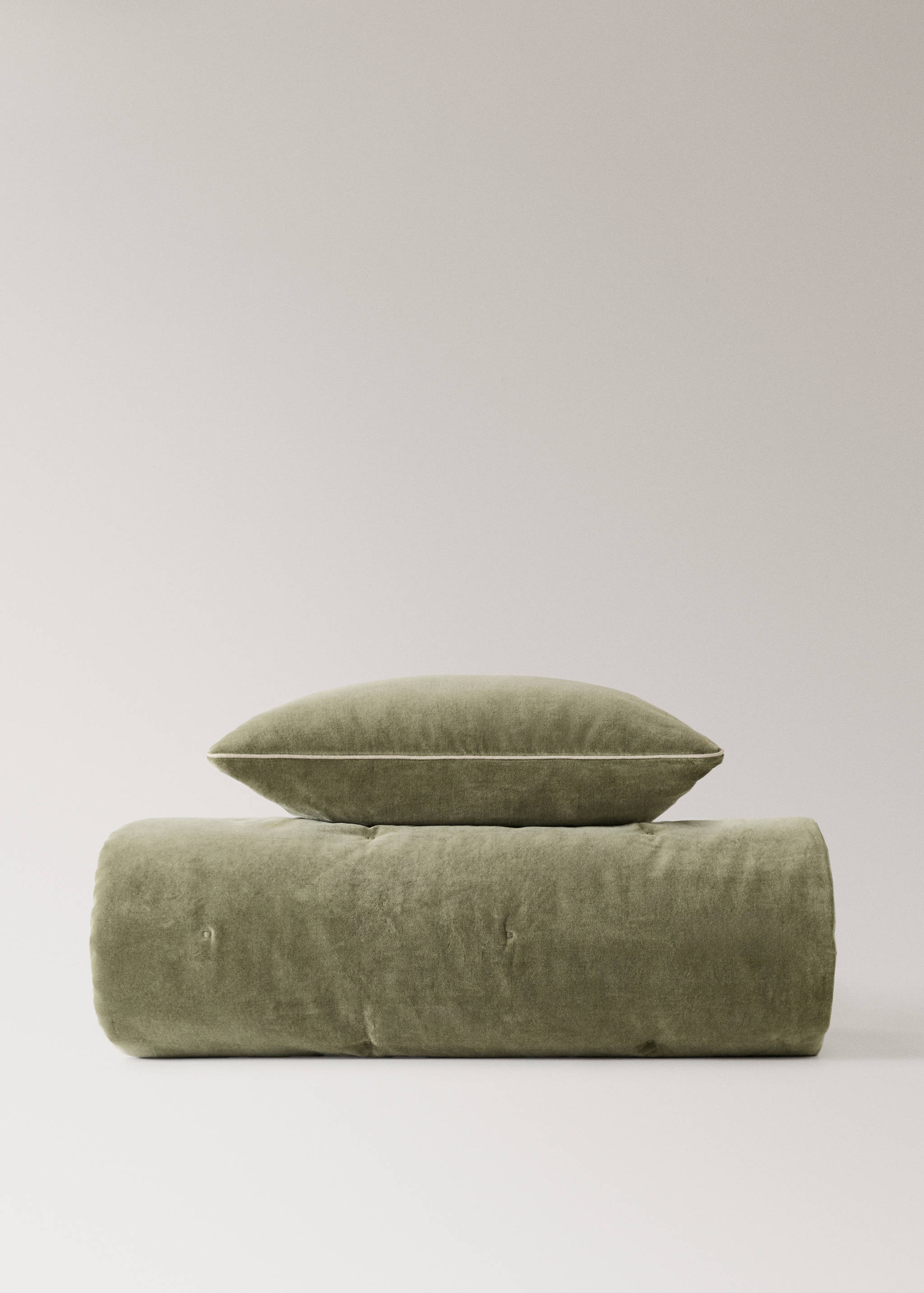 Cotton velvet bedspread for end of bed 85x200 cm - Details of the article 3