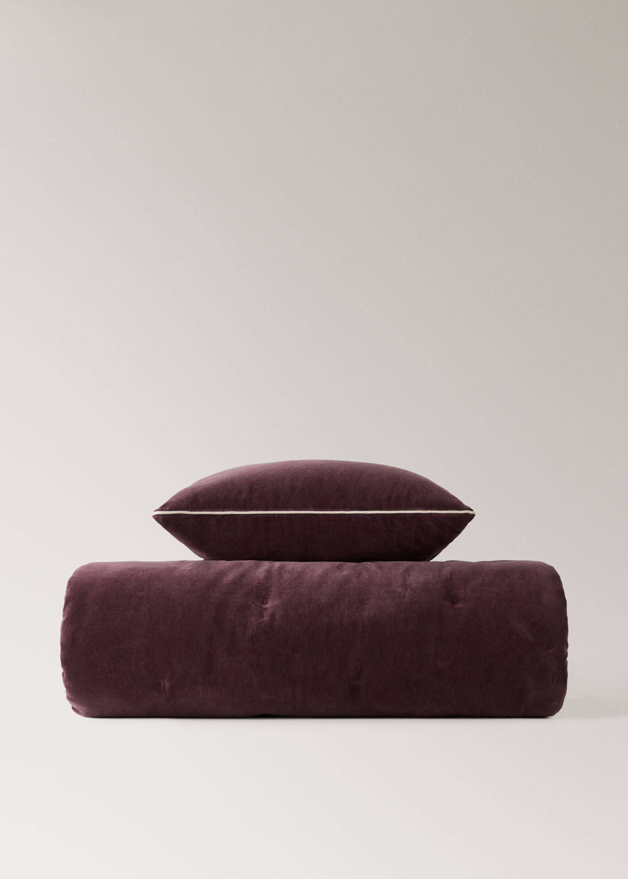Cotton velvet bedspread for end of bed 85x200 cm - Details of the article 3