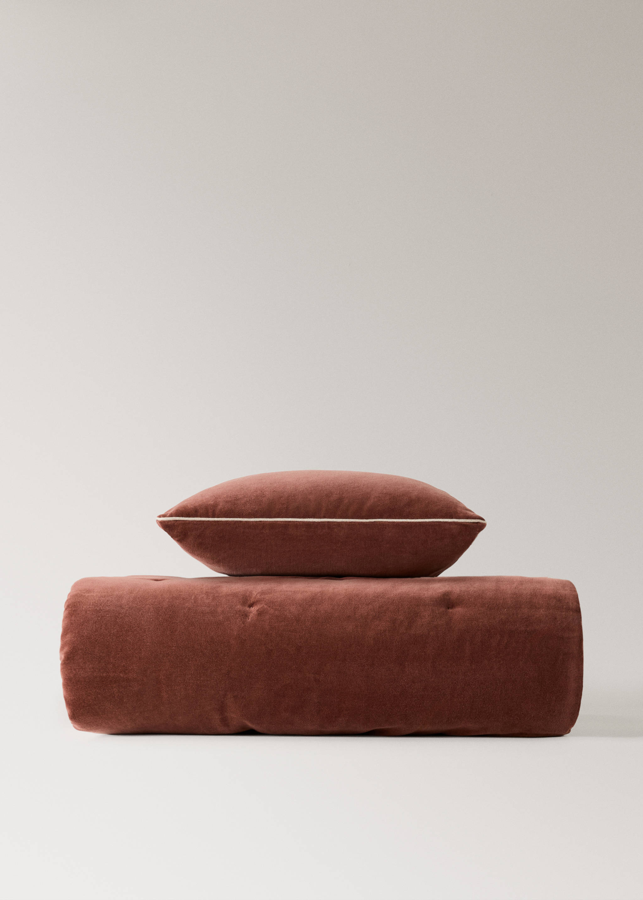 Cotton velvet bedspread for end of bed 85x200 cm - Details of the article 3