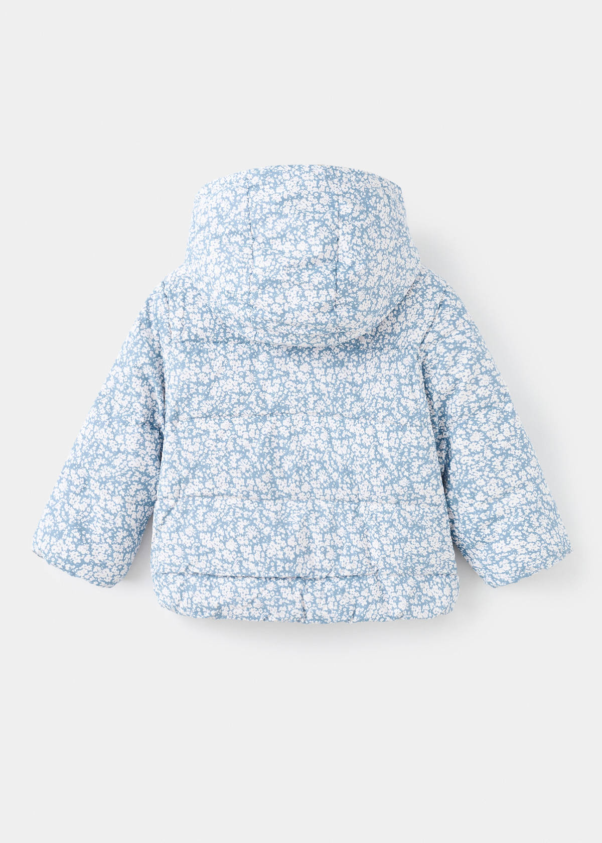 Fur-effect floral-print anorak — Sky Blue