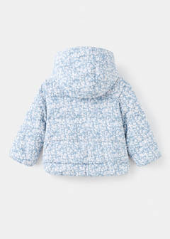 Fur-effect floral-print anorak — Sky Blue 5