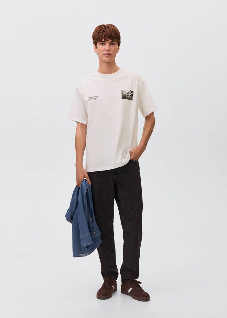 Printed cotton-blend t-shirt — Off White
