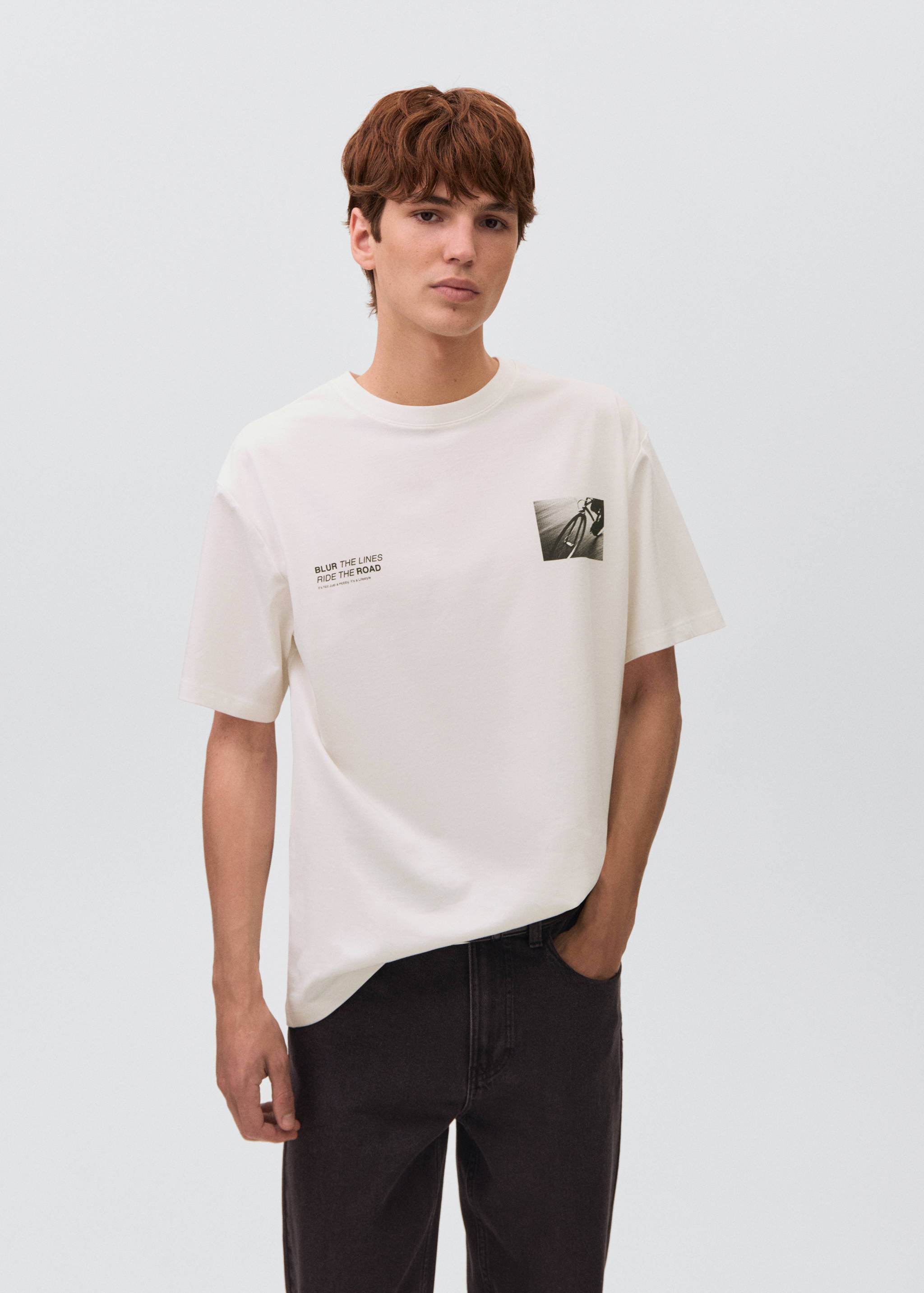 تي شيرت مطبوع من القطن - رؤية وسط