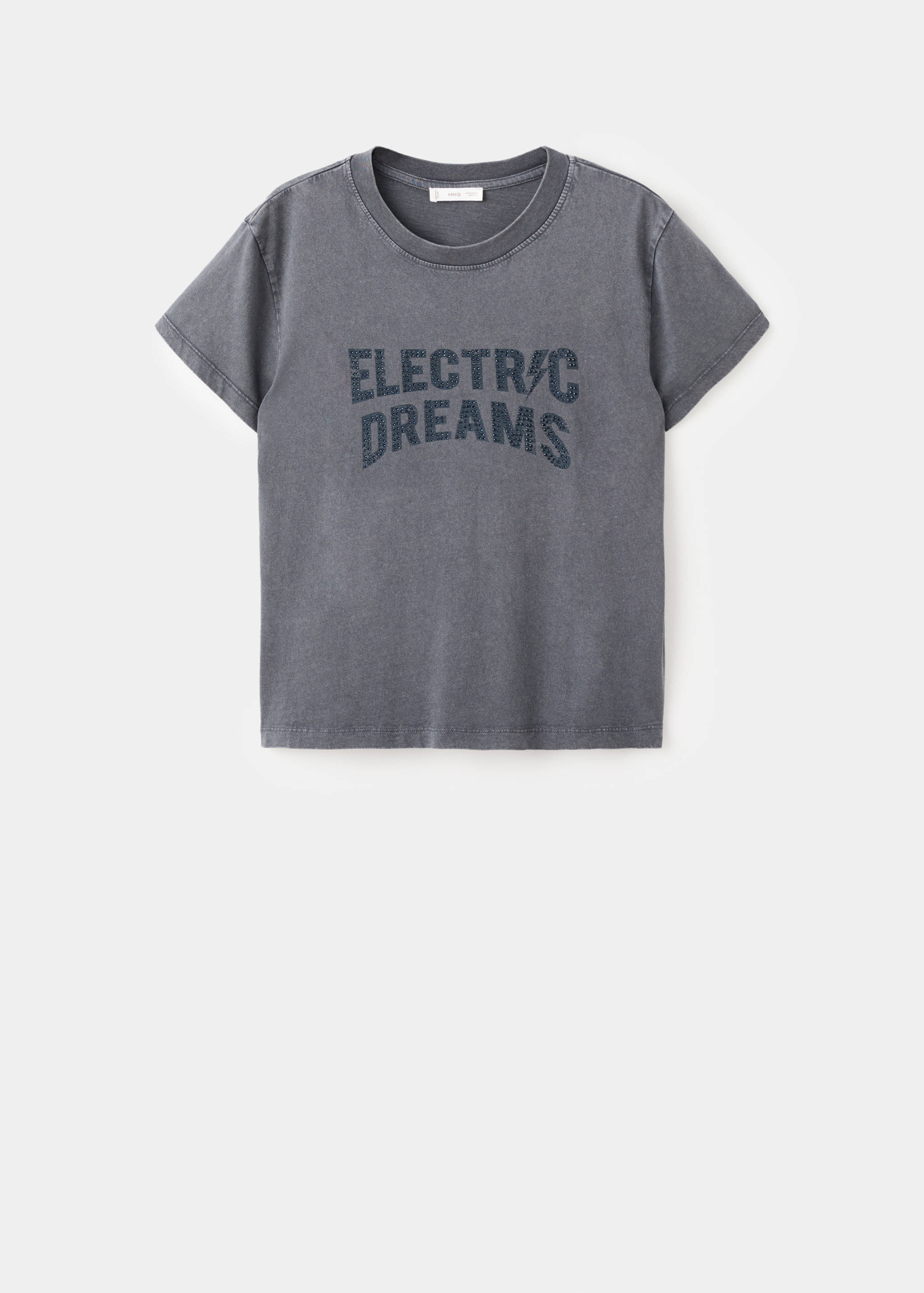 Taş detaylı yazılı tişört - Modelsiz ürün